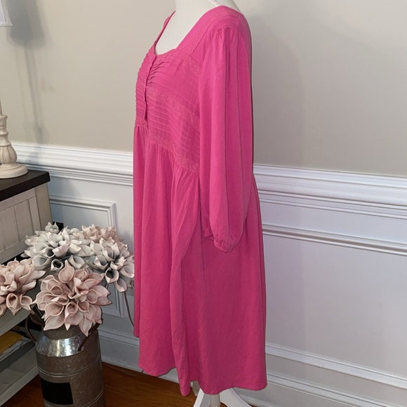 Torrid Pink Mini Rayon‎ Slub Pintuck Neck Skater Dress Size 2X (18-20) NWT - Picture 6 of 14